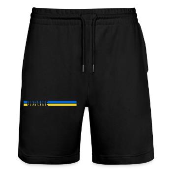 Heimatland Balken Ukraine - Stanley/Stella Unisex Bio Joggingshorts Trainer  - Schwarz - Vorne - Nik (191cm) & Marisol (170cm)
