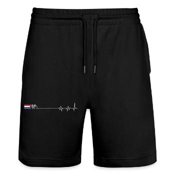 Dutch Bicycle Heartbeat - Stanley/Stella Trainer Unisex Organic Jogging Shorts - black - Front - Nik (191cm) & Marisol (170cm)