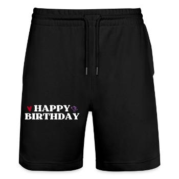 Bon anniversaire - Short de jogging bio TRAINER Stanley/Stella unisexe - noir - Devant - Nik (191cm) & Marisol (170cm)