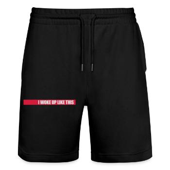 woke up like this - Stanley/Stella Trainer Unisex Organic Jogging Shorts - black - Front - Nik (191cm) & Marisol (170cm)