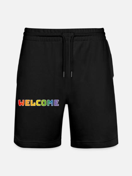 Rainbow welcome white - Stanley/Stella Trainer Unisex Organic Jogging Shorts - black