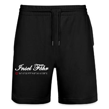 Insel Föhr Koordinaten - Stanley/Stella Unisex Bio Joggingshorts Trainer  - Schwarz - Vorne - Nik (191cm) & Marisol (170cm)