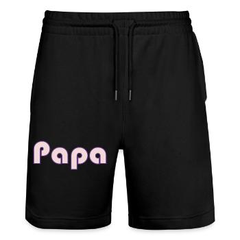 PAPA. VATERTAG. ALLES GUTE ZUM GEBURTSTAG PAPA. ALLES GUTE ZUM GEBURTSTAG. - Stanley/Stella Unisex Bio Joggingshorts Trainer  - Schwarz - Vorne - Nik (191cm) & Marisol (170cm)