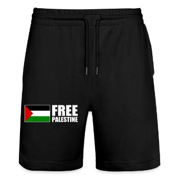 Free palestine - Short de jogging bio TRAINER Stanley/Stella unisexe - noir - Devant - Nik (191cm) & Marisol (170cm)