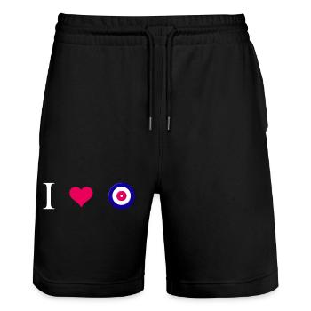 curling eisstockschießen curler curling-love - Stanley/Stella Unisex Bio Joggingshorts Trainer  - Schwarz - Vorne - Nik (191cm) & Marisol (170cm)
