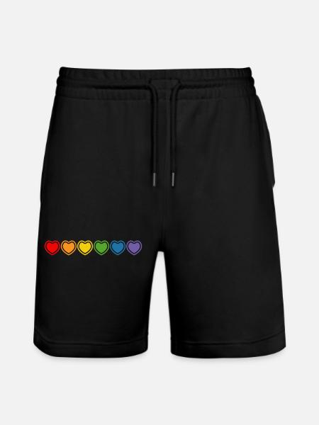 LGBT Rainbow Hearts - Stanley/Stella Trainer Unisex Organic Jogging Shorts - black