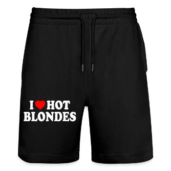 I love hot blondes - Short de jogging bio TRAINER Stanley/Stella unisexe - noir - Devant - Nik (191cm) & Marisol (170cm)