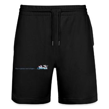 Jaws - Stanley/Stella Trainer Unisex Organic Jogging Shorts - black - Front - Nik (191cm) & Marisol (170cm)