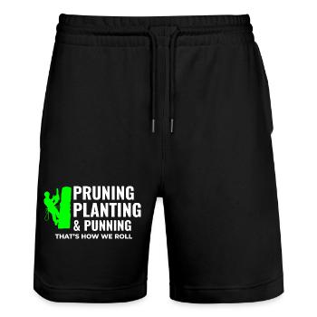 Arborist Tree Surgeon Climber Climbing Trimmer - Stanley/Stella Trainer Unisex Organic Jogging Shorts - black - Front - Nik (191cm) & Marisol (170cm)