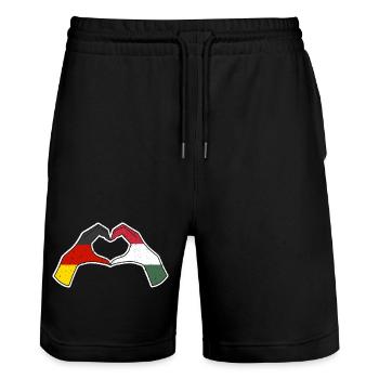 Magyaren Deutschland Ungarn - Stanley/Stella Unisex Bio Joggingshorts Trainer  - Schwarz - Vorne - Nik (191cm) & Marisol (170cm)
