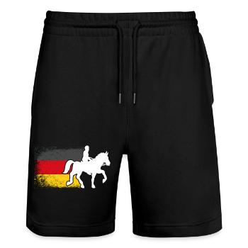 Monter à cheval avec le drapeau de l’Allemagne - Short de jogging bio TRAINER Stanley/Stella unisexe - noir - Devant - Nik (191cm) & Marisol (170cm)