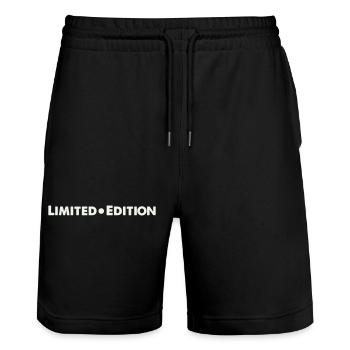 Limited Edition - Stanley/Stella Trainer Unisex Organic Jogging Shorts - black - Front - Nik (191cm) & Marisol (170cm)