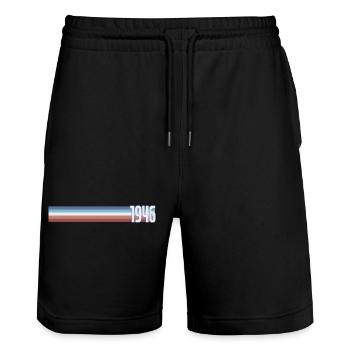 Vintage Coffee 80 Jahre achtzigjährige Party 1946 - Stanley/Stella Unisex Bio Joggingshorts Trainer  - Schwarz - Vorne - Nik (191cm) & Marisol (170cm)