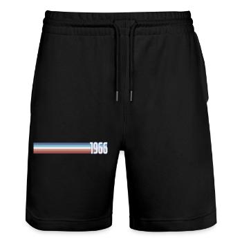 Vintage Coffee 60 Jahre Sechziger Party 1966 - Stanley/Stella Unisex Bio Joggingshorts Trainer  - Schwarz - Vorne - Nik (191cm) & Marisol (170cm)