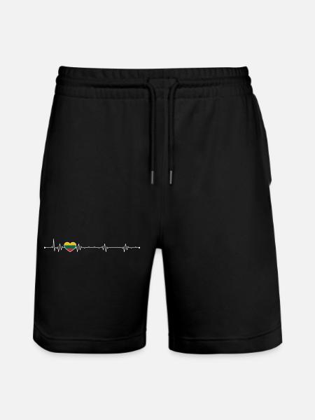 Rainbow Heartbeat Pride - Stanley/Stella Trainer Unisex Organic Jogging Shorts - black