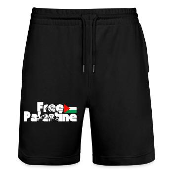 Free Palestine - Short de jogging bio TRAINER Stanley/Stella unisexe - noir - Devant - Nik (191cm) & Marisol (170cm)