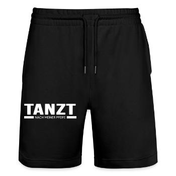 Ausbilder "tanzt" Mentor Coach Azubi-Beauftragter - Stanley/Stella Unisex Bio Joggingshorts Trainer  - Schwarz - Vorne - Nik (191cm) & Marisol (170cm)