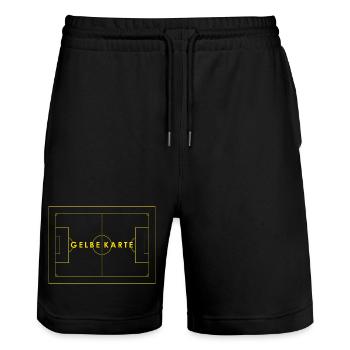 GELBE KARTE outline - Fußball, Fußballfeld - Stanley/Stella Unisex Bio Joggingshorts Trainer  - Schwarz - Vorne - Nik (191cm) & Marisol (170cm)