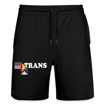 Trans Pride - Patriot USA Flagge und LGBT Flagge - - Stanley/Stella Unisex Bio Joggingshorts Trainer  - Schwarz - Vorne - Nik (191cm) & Marisol (170cm)