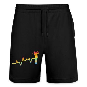 Golfspieler Herzschlag Golf - Stanley/Stella Unisex Bio Joggingshorts Trainer  - Schwarz - Vorne - Nik (191cm) & Marisol (170cm)