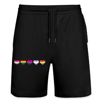 Regenbogen Herz - Stanley/Stella Unisex Bio Joggingshorts Trainer  - Schwarz - Vorne - Nik (191cm) & Marisol (170cm)