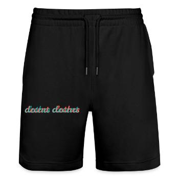 decent clothes - Stanley/Stella Trainer Unisex Organic Jogging Shorts - black - Front - Nik (191cm) & Marisol (170cm)