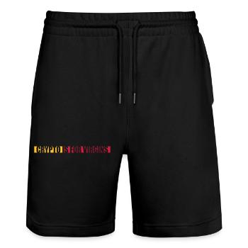 crypto is for virgins - Stanley/Stella Trainer Unisex Organic Jogging Shorts - black - Front - Nik (191cm) & Marisol (170cm)