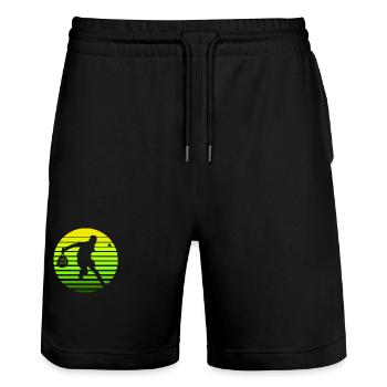 Padel Retro Sonne - Stanley/Stella Unisex Bio Joggingshorts Trainer  - Schwarz - Vorne - Nik (191cm) & Marisol (170cm)