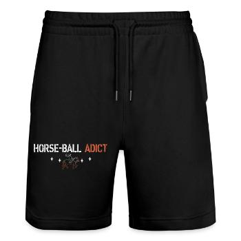 horse ball adict - Short de jogging bio TRAINER Stanley/Stella unisexe - noir - Devant - Nik (191cm) & Marisol (170cm)