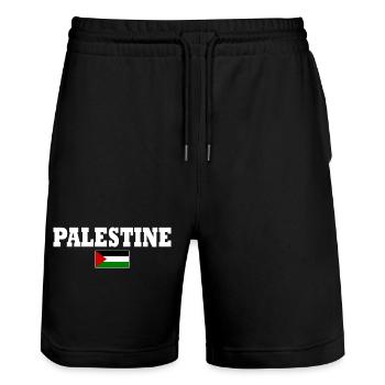 Palestina - Stanley/Stella Unisex Bio Joggingshorts Trainer  - Schwarz - Vorne - Nik (191cm) & Marisol (170cm)