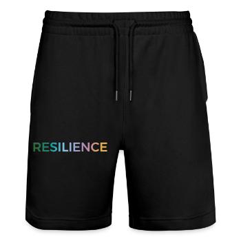Resilience Gradient Typo - Stanley/Stella Trainer Unisex Organic Jogging Shorts - black - Front - Nik (191cm) & Marisol (170cm)