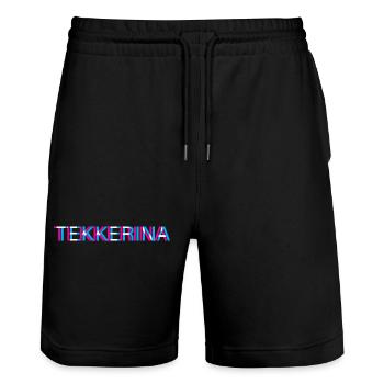 Hardtekk Tekk - Stanley/Stella Unisex Bio Joggingshorts Trainer  - Schwarz - Vorne - Nik (191cm) & Marisol (170cm)