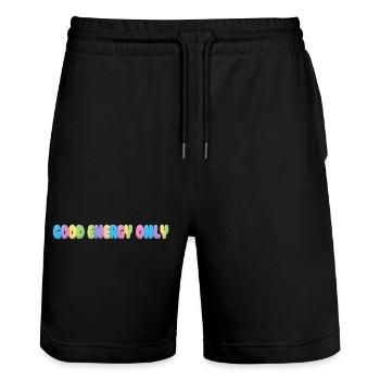Good Energy Only – Colorful Bubble Typography - Stanley/Stella Trainer Unisex Organic Jogging Shorts - black - Front - Nik (191cm) & Marisol (170cm)