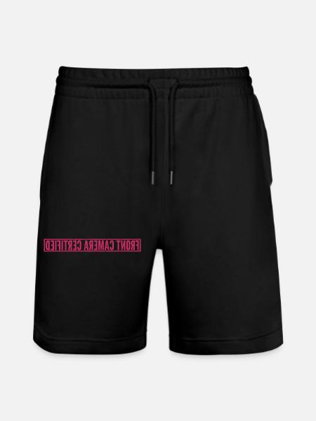Front Camera Certfied dunkel pink - Stanley/Stella Unisex Bio Joggingshorts Trainer - Schwarz