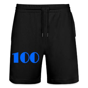 100. 100 YEARS. 100th ANNIVERSARY. 100 BIRTHDAY - Stanley/Stella Trainer Unisex Organic Jogging Shorts - black - Front - Nik (191cm) & Marisol (170cm)