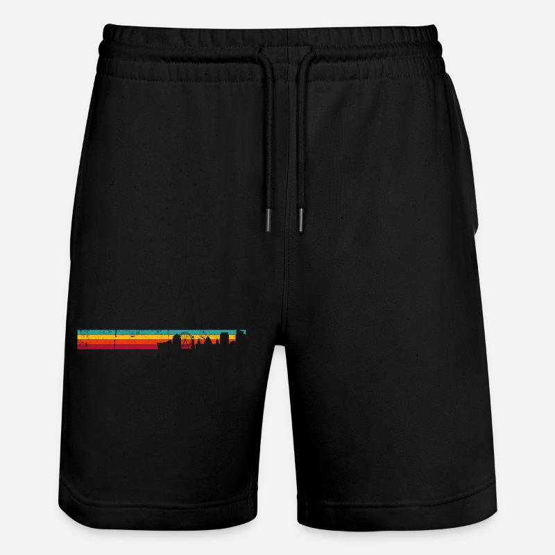 Regenbogen Skyline Silhouette - Stanley/Stella Unisex Bio Joggingshorts Trainer  - Schwarz