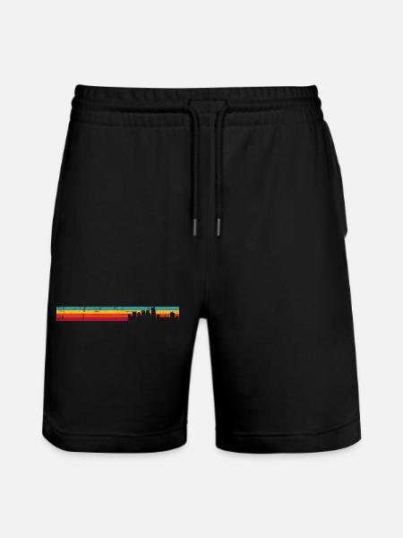 Sunset Skyline Stripes - Stanley/Stella Trainer Unisex Organic Jogging Shorts - black
