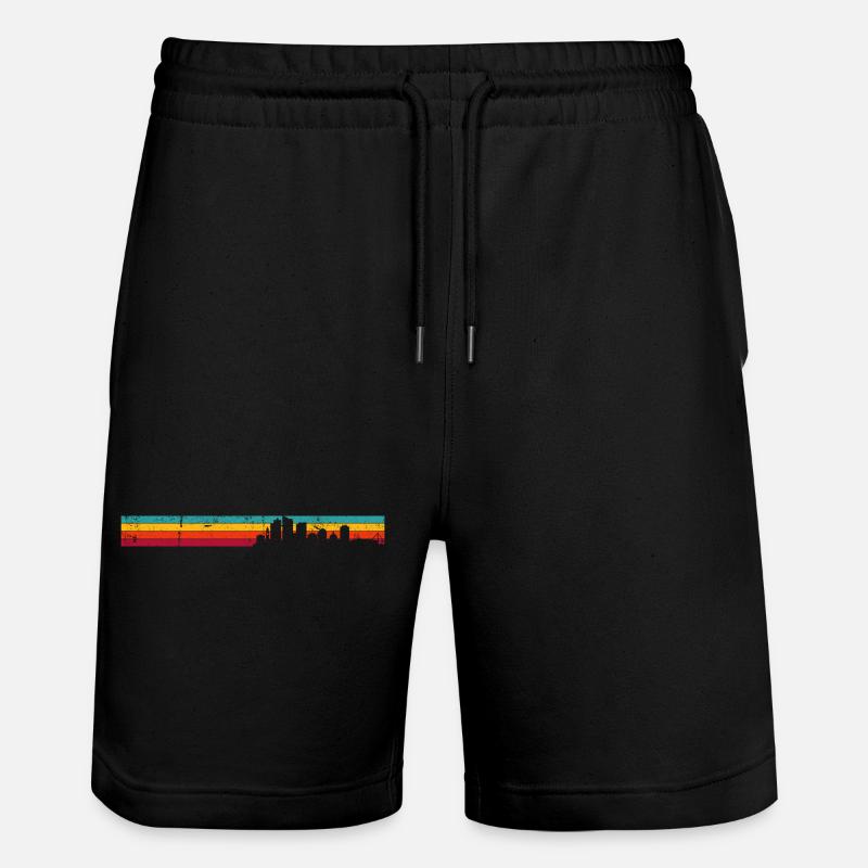 Coucher de soleil Ville Silhouette Dégradé - Short de jogging bio TRAINER Stanley/Stella unisexe - noir