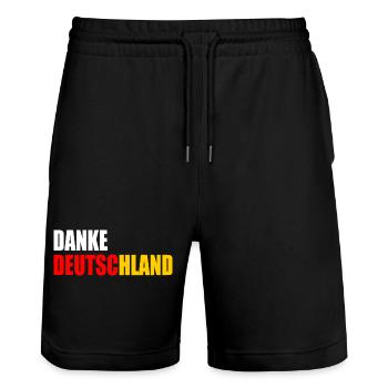 Danke deutschland - Stanley/Stella Unisex Bio Joggingshorts Trainer  - Schwarz - Vorne - Nik (191cm) & Marisol (170cm)