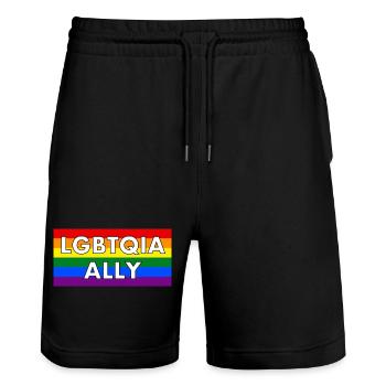 LGBTQIA-Verbündeter - Stanley/Stella Unisex Bio Joggingshorts Trainer  - Schwarz - Vorne - Nik (191cm) & Marisol (170cm)