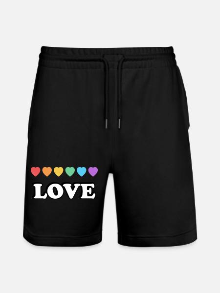 Liebe Regenbogenherzen - Stanley/Stella Unisex Bio Joggingshorts Trainer - Schwarz