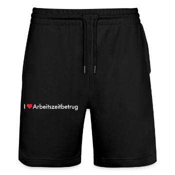 Ich Liebe Arbeitszeitbetrug - Stanley/Stella Unisex Bio Joggingshorts Trainer  - Schwarz - Vorne - Nik (191cm) & Marisol (170cm)