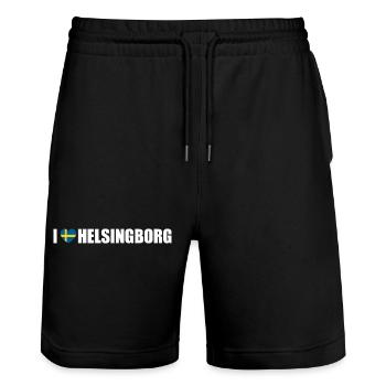 I love Helsingborg Schweden - Stanley/Stella Unisex Bio Joggingshorts Trainer  - Schwarz - Vorne - Nik (191cm) & Marisol (170cm)
