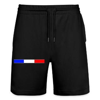 Frankreich - Stanley/Stella Unisex Bio Joggingshorts Trainer  - Schwarz - Vorne - Nik (191cm) & Marisol (170cm)