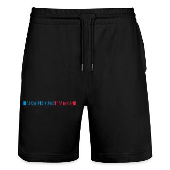 mental health matters quote - Stanley/Stella Trainer Unisex Organic Jogging Shorts - black - Front - Nik (191cm) & Marisol (170cm)