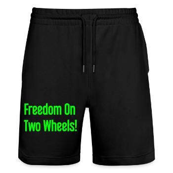 Freedom on Two Wheels - Cyclist Design - Stanley/Stella Trainer Unisex Organic Jogging Shorts - black - Front - Nik (191cm) & Marisol (170cm)