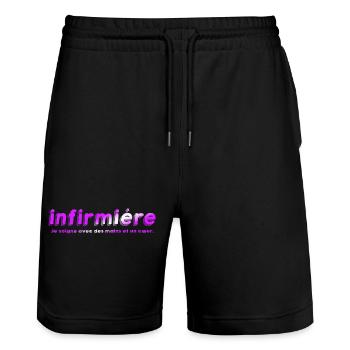 KRANKENSCHWESTER KRANKENSCHWESTER DOKTOR HUMOR DRÖLES 12 - Stanley/Stella Unisex Bio Joggingshorts Trainer  - Schwarz - Vorne - Nik (191cm) & Marisol (170cm)