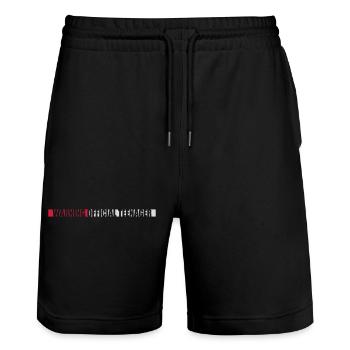 warning official teenager Zitat - Stanley/Stella Unisex Bio Joggingshorts Trainer  - Schwarz - Vorne - Nik (191cm) & Marisol (170cm)