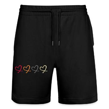 Feldhockey Hockey "Hockey-love" Hockeyverein - Stanley/Stella Unisex Bio Joggingshorts Trainer  - Schwarz - Vorne - Nik (191cm) & Marisol (170cm)