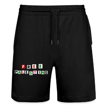 Free palestine - Stanley/Stella Unisex Bio Joggingshorts Trainer  - Schwarz - Vorne - Nik (191cm) & Marisol (170cm)